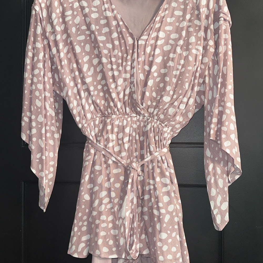 Pink Lily Blush and White Polka Dot Romper